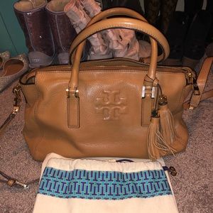 Tory Burch Thea Bark Leather Satchel